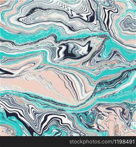Luxury turquoise swirls of agate. Liquid swirls of marble texture. Fluid modern artwork. For wallpapers, banners, posters, cards, invitations, design covers, presentation, flyers. Vector illustration.. Luxury turquoise swirls of agate. Liquid swirls of marble texture.