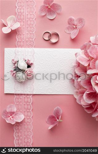 luxury wedding concept pink flowers wedding rings