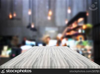 Luxury white table top wooden with blurred background. product display template