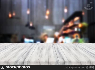 Luxury white top wooden with blurred background. product display template