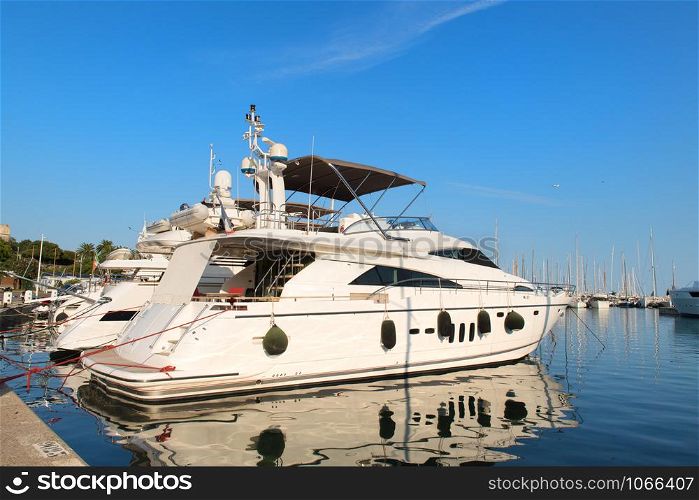 Luxury yacht at pier in harbour