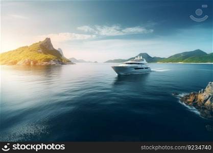Luxury yacht sea cruise. Ship aerial. Generate Ai. Luxury yacht sea cruise. Generate Ai