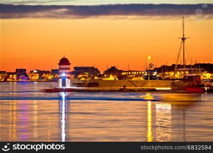 Luxury yachts at Zadar harbor evening view, Dalmatia, Croatia