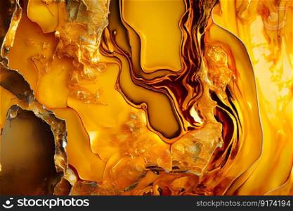 luxury yellow golden resin texture abstract background illustration Generative AI.