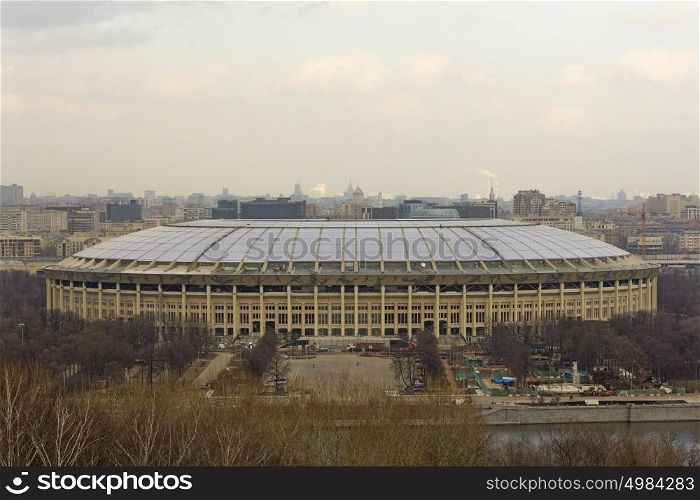 Luzhniki stadium in Moscow, veiw from Vorobyovy Hills viewpoint. Luzhniki stadium in Moscow, veiw from Vorobyovy Hills viewpoint.