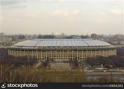 Luzhniki stadium in Moscow, veiw from Vorobyovy Hills viewpoint. Luzhniki stadium in Moscow, veiw from Vorobyovy Hills viewpoint.