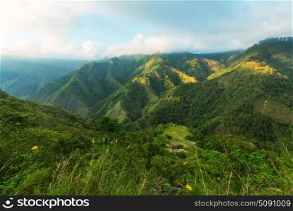 Luzon landscapes. Majestic sunrise in the rural landscape. Luzon island in Philippines.
