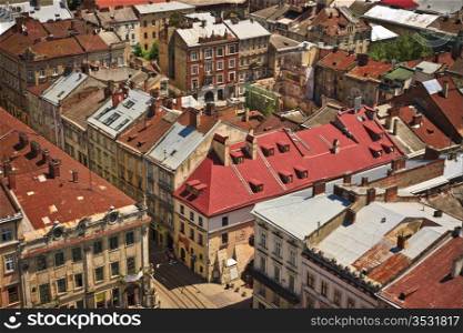 Lviv at summer, Ukraine, view from city hall