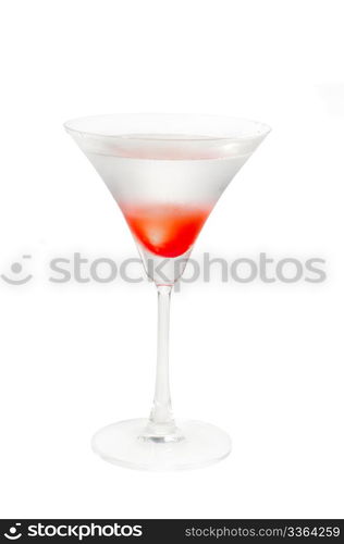 Lychee martini cocktail straight up isolated on white background