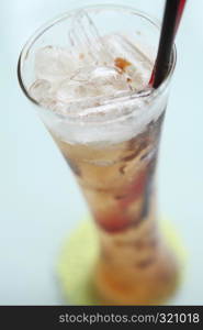 lychee soda on wood background