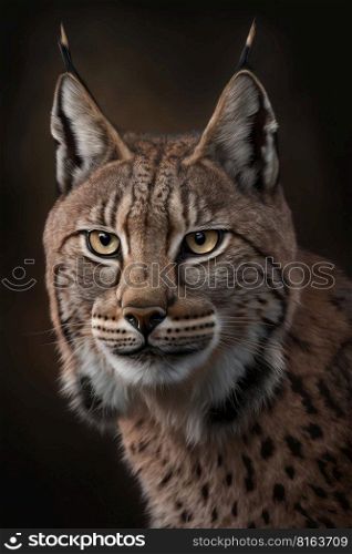 Lynx portrait on dark background, AI Generative