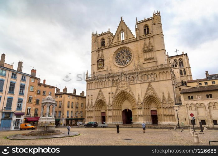 Lyon Cathedral in Lyon, France in a beautiful summer day