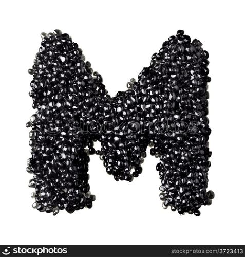 M - Alphabet made from black caviar