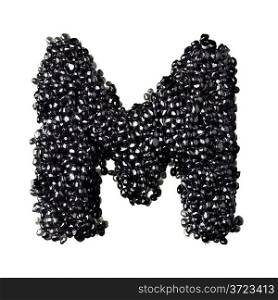 M - Alphabet made from black caviar