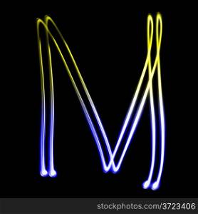 M - Created by light colorful letters