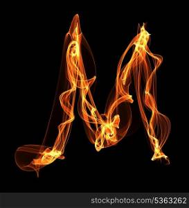 M letter in fire illustration