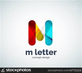 m letter logo, abstract geometric logotype template, created with overlapping elements