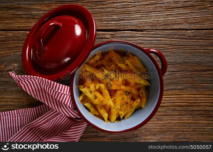 Macaroni and cheese italian pasta recipe on wood table