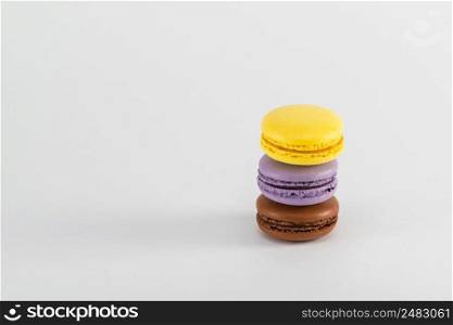 Macaroni cookie French on white background. Studio photo. sweets on white background