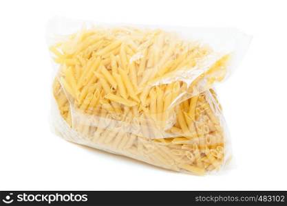 macaroni in the package on a white background
