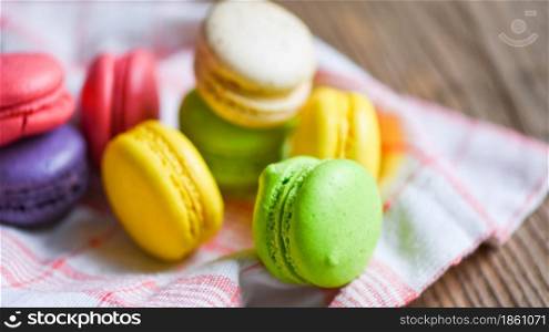 Macarons dessert small french cakes, Colorful macarons tasty sweet dessert cookie