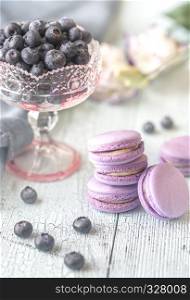 Macarons with fresh blueberries