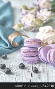 Macarons with fresh blueberries
