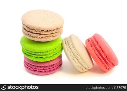 Macaroon cake biscuits isolated on white background. Macaroon cake biscuits isolated on white