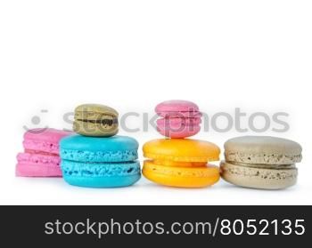 macaroons on white . Colorful macaroons collection set on a white background