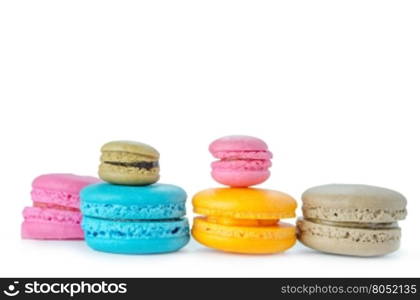 macaroons on white . Colorful macaroons collection set on a white background