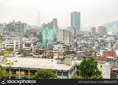 Macau old town cityscape skyline. Mocau now is part of China.