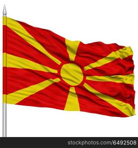 Macedonia Flag on Flagpole , 3D Rendering, Isolated on White Background