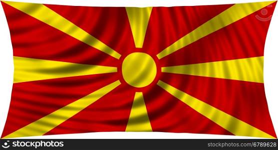 Macedonian national official flag. Patriotic symbol, banner, element, background. Correct colors. Flag of Macedonia waving, isolated on white, 3d illustration