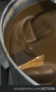 Machine for mixing chocolate. Close up