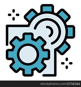 Machine learning gear icon. Outline machine learning gear vector icon color flat isolated. Machine learning gear icon color outline vector