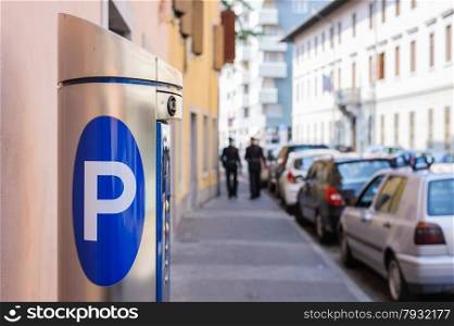 Machine parking on a city street