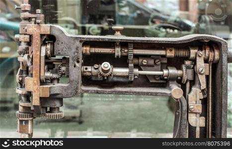 Machine partes mechanism. Close up shot