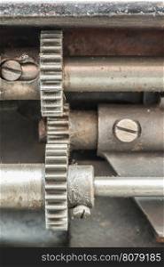 Machine partes mechanism. Close up shot