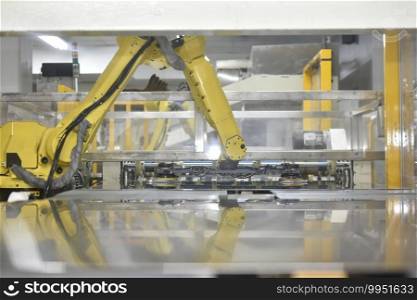 Machine robot automotive working in factory industrial
