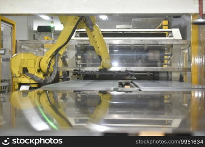 Machine robot automotive working in factory industrial