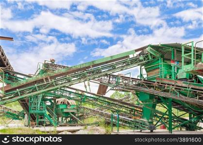 Machinery of a plant for the extraction of gravel