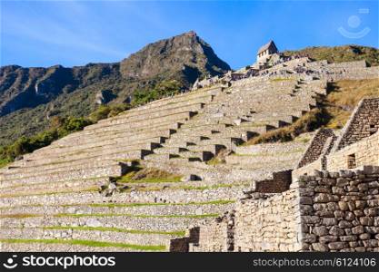 Machu Picchu is a UNESCO World Heritage Site, located in the Cusco Region, Peru.