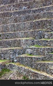 Machu Picchu, the old wall as background
