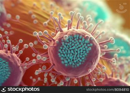 Macro bacteria and virus. Science disease. Generate Ai. Macro bacteria and virus. Generate Ai