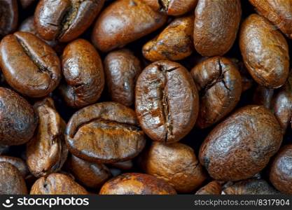 macro closeup of coffee beans