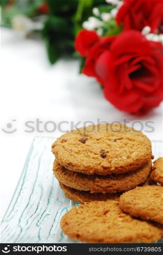 Macro cookies and nature rose