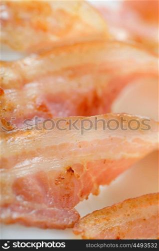 Macro crispy sliced organic bacon