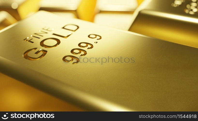 Macro gold bars 3D Render