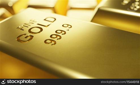 Macro gold bars 3D Render