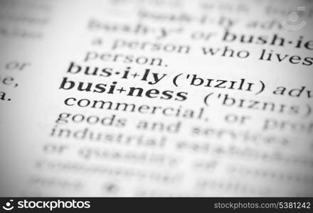 Macro image of dictionary definition of word business. Macro image of dictionary definition of business